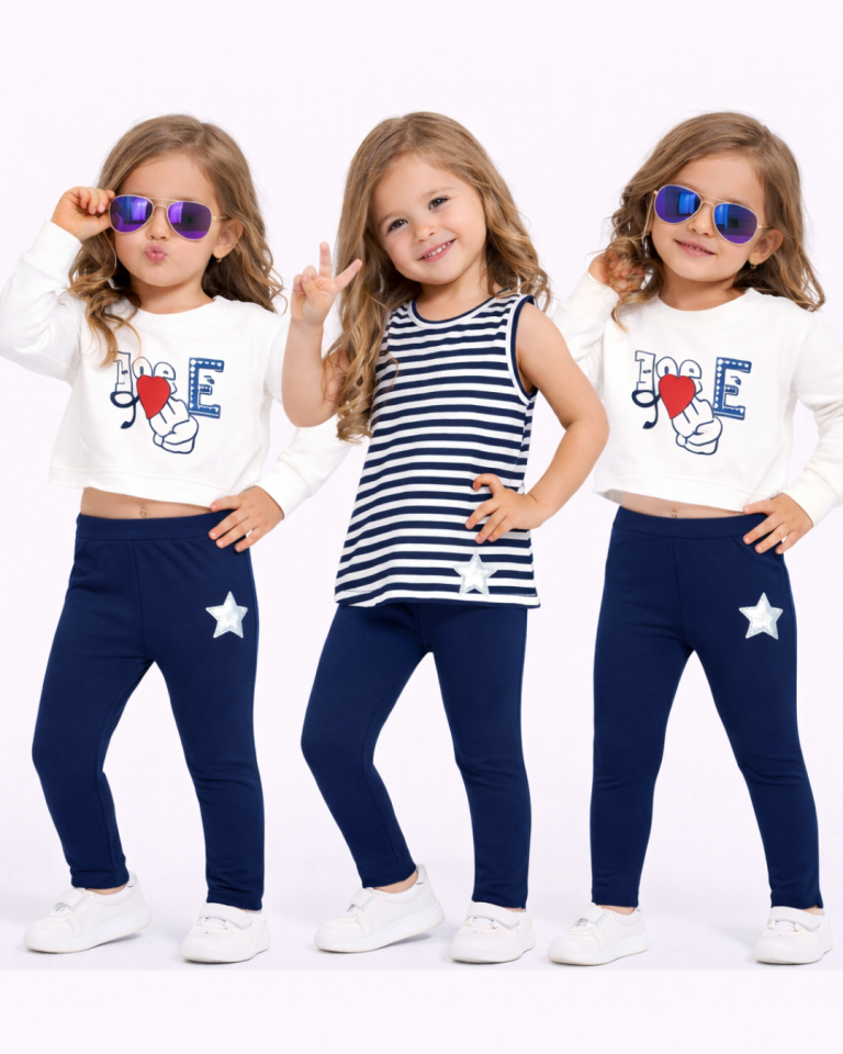 Pelops Kız Çocuk Üçlü Spor Taytlı Takım