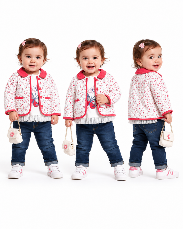 Bebessi Kız Bebek Ceketli Üçlü Takım