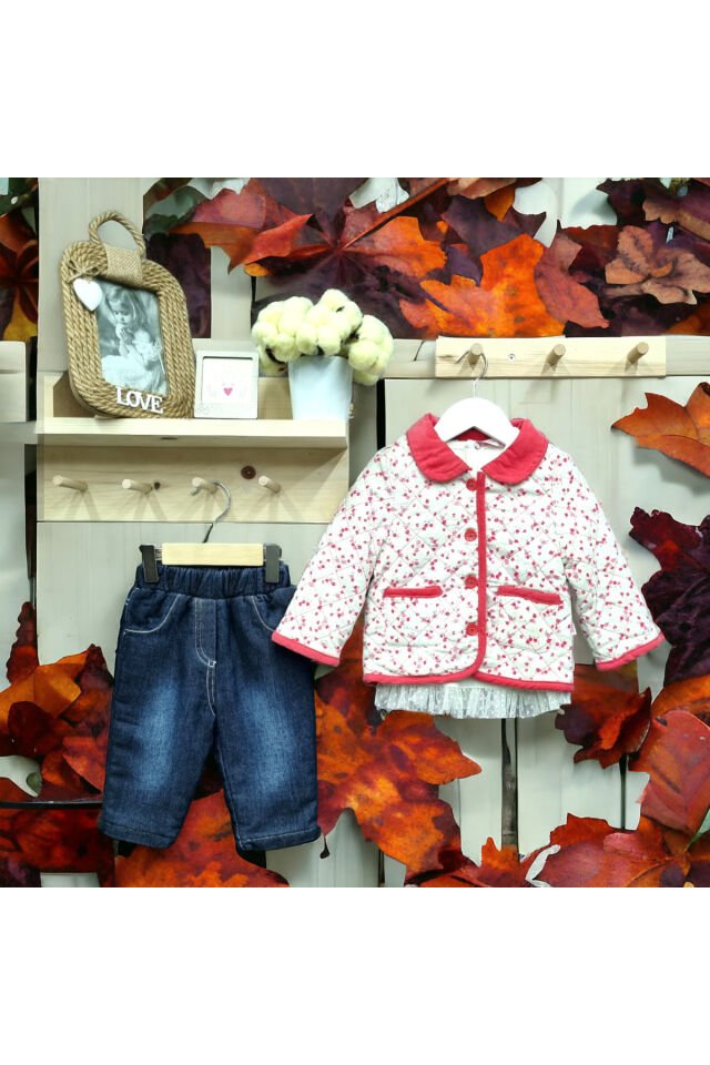Bebessi Kız Bebek Ceketli Üçlü Takım
