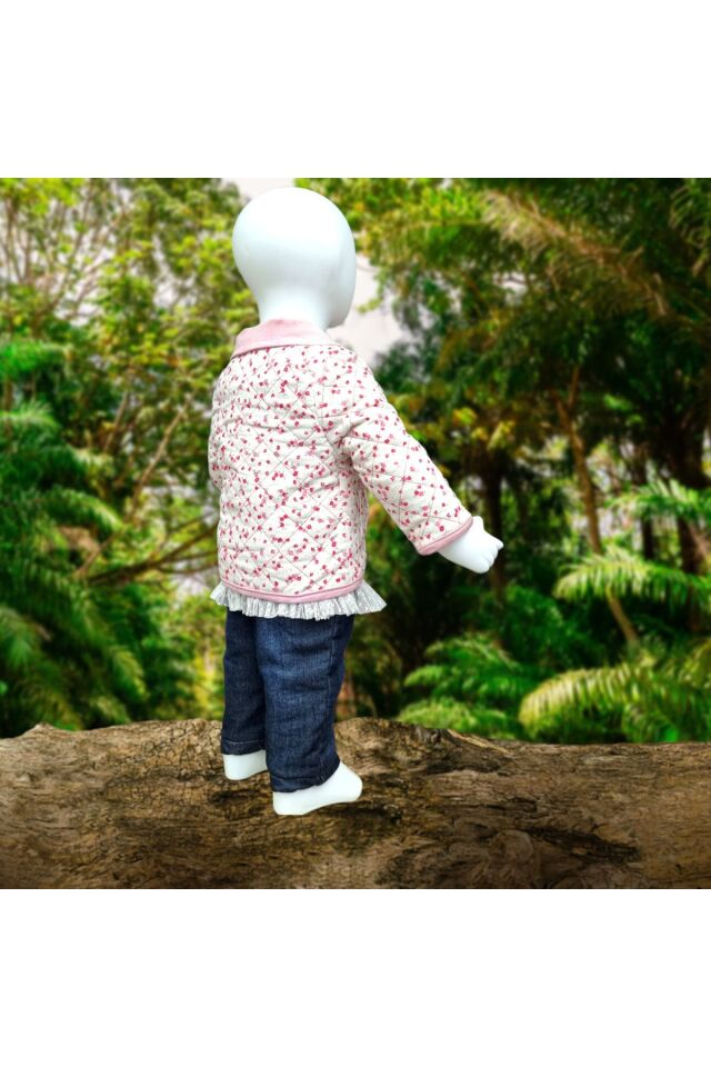 Bebessi Kız Bebek Ceketli Üçlü Takım Pembe - 6 Ay