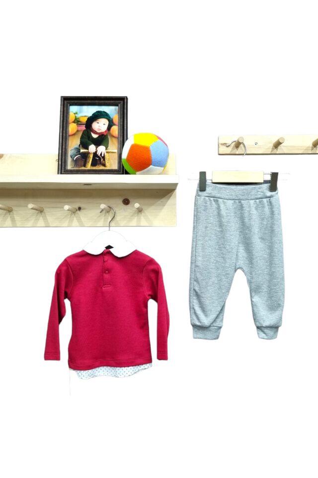 Mymio Erkek Bebek Spor Eşofman Takım Kırmızı - 3-6 Ay