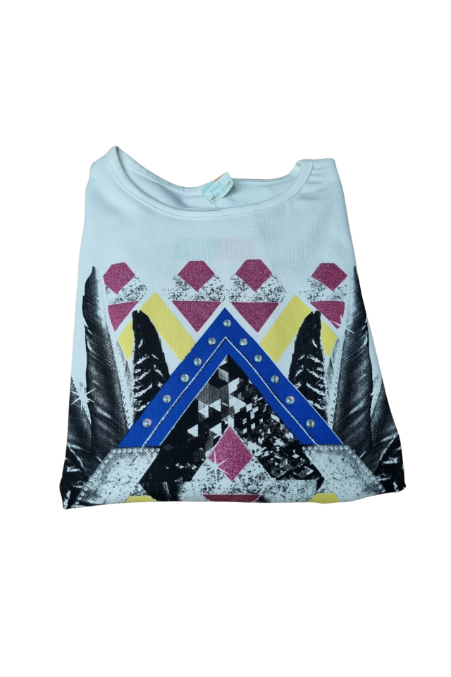 Popshops Kız Çocuk Etnik Desen Tshirt