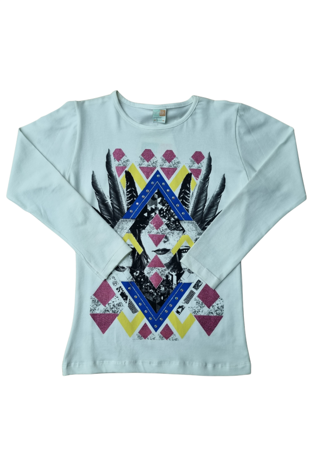 Popshops Kız Çocuk Etnik Desen Tshirt