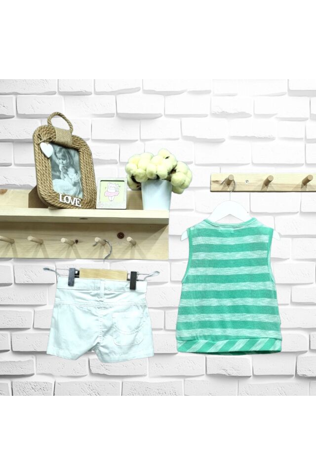 Maia Kız Bebek Keten Şortlu Yazlık Takım
