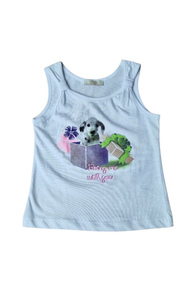 Çikoby Kız Bebek Askılı Yazlık T-Shirt Beyaz - 18-24 Ay