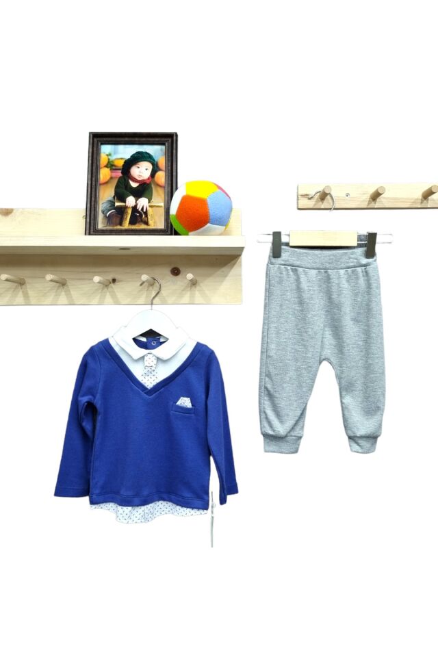 Mymio Erkek Bebek Spor Eşofman Takım Mavi - 6 Ay