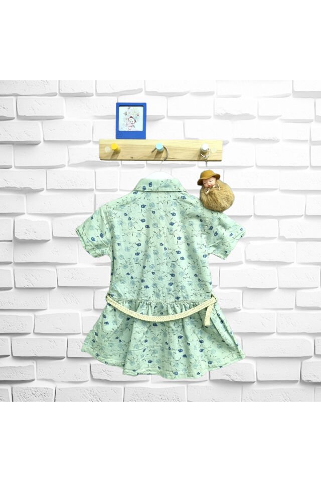 Breeze Kız Bebek Çiçek Desenli Yazlık Kot Elbise