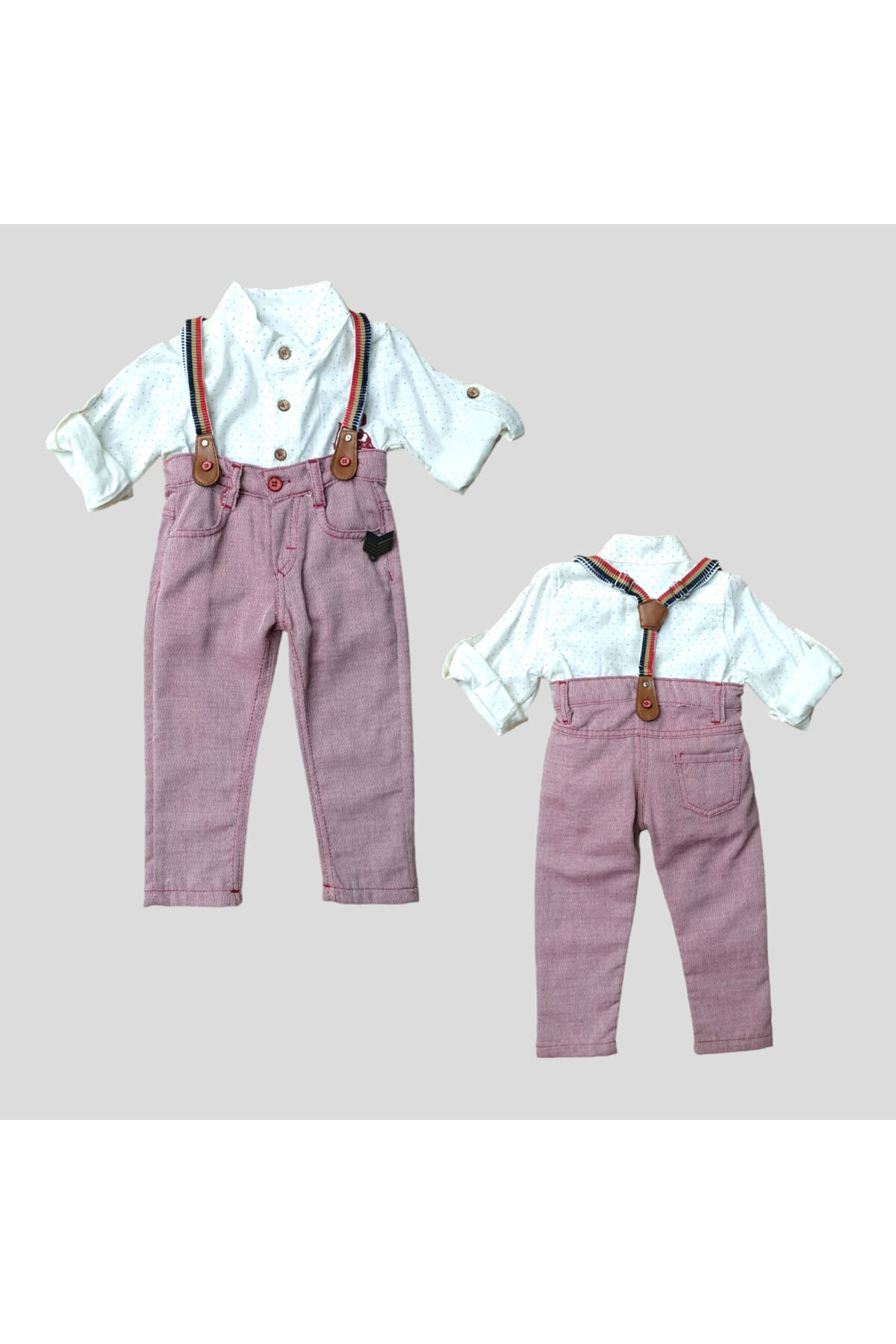 Jollypop Erkek Bebek Askılı Pantolonlu Takım