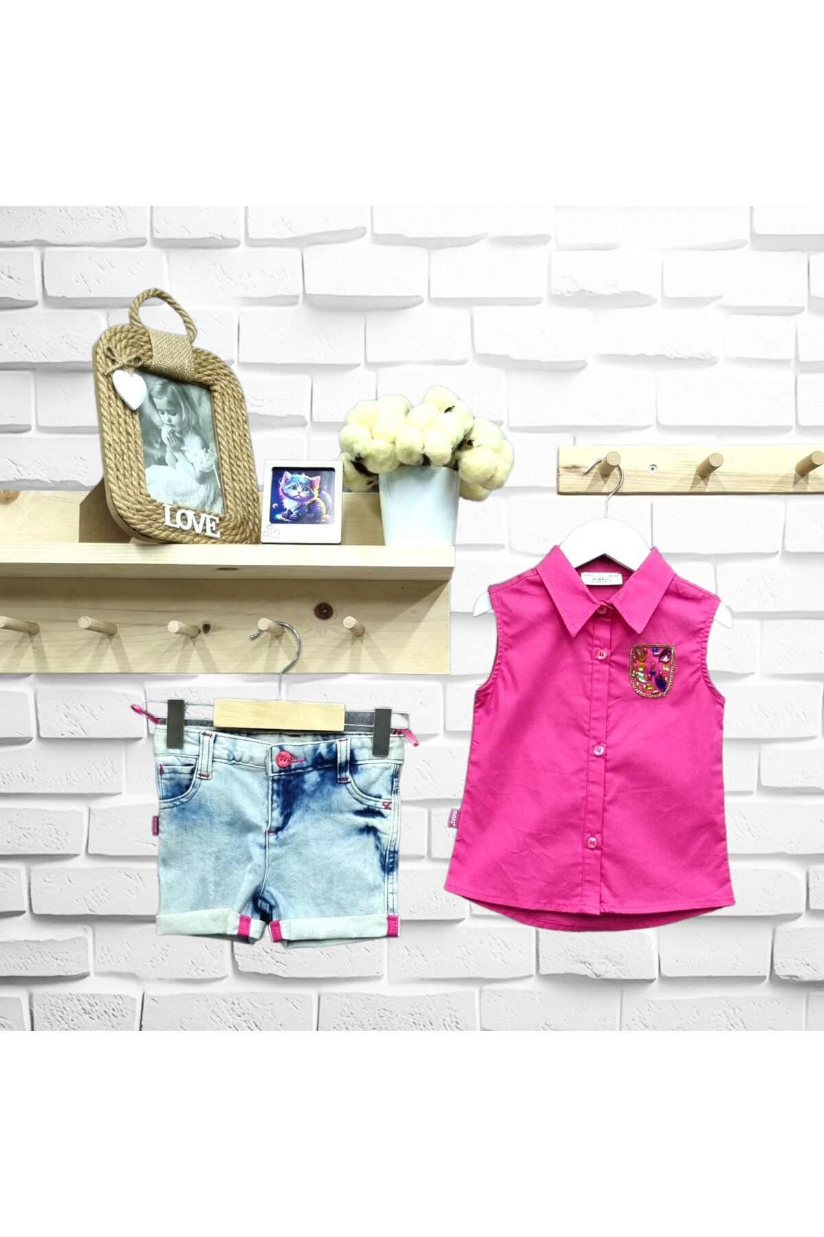 Maia Kız Bebek Kot Şortlu Takım