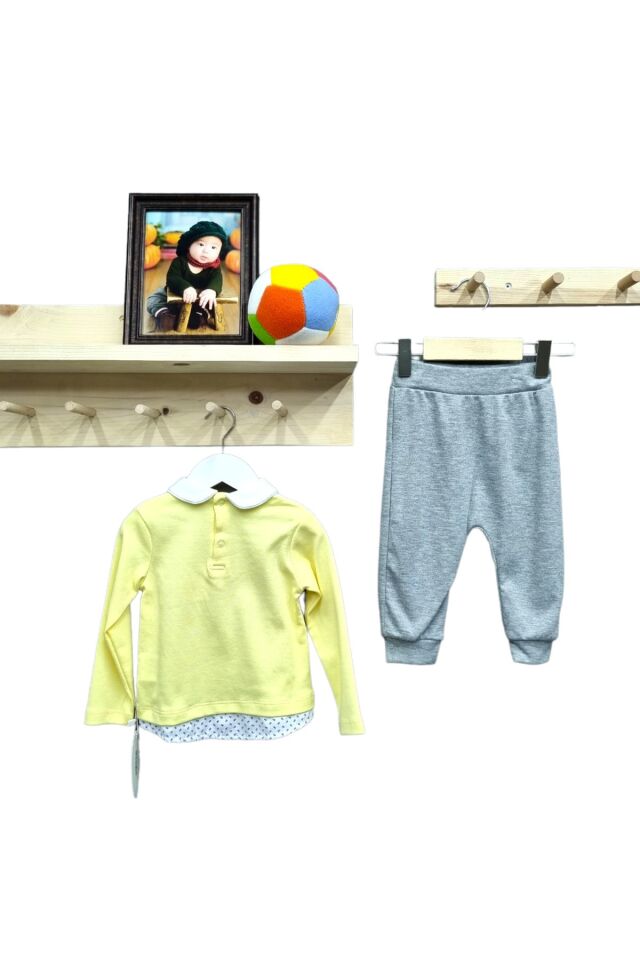 Mymio Erkek Bebek Spor Eşofman Takım Sarı - 9 Ay