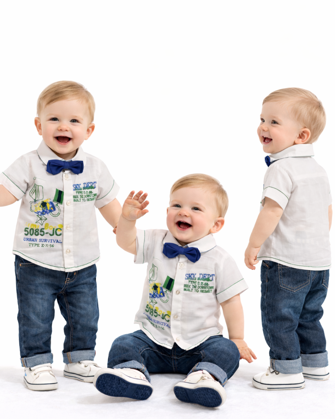 KTS Erkek Bebek Papyonlu Keten Gömlek