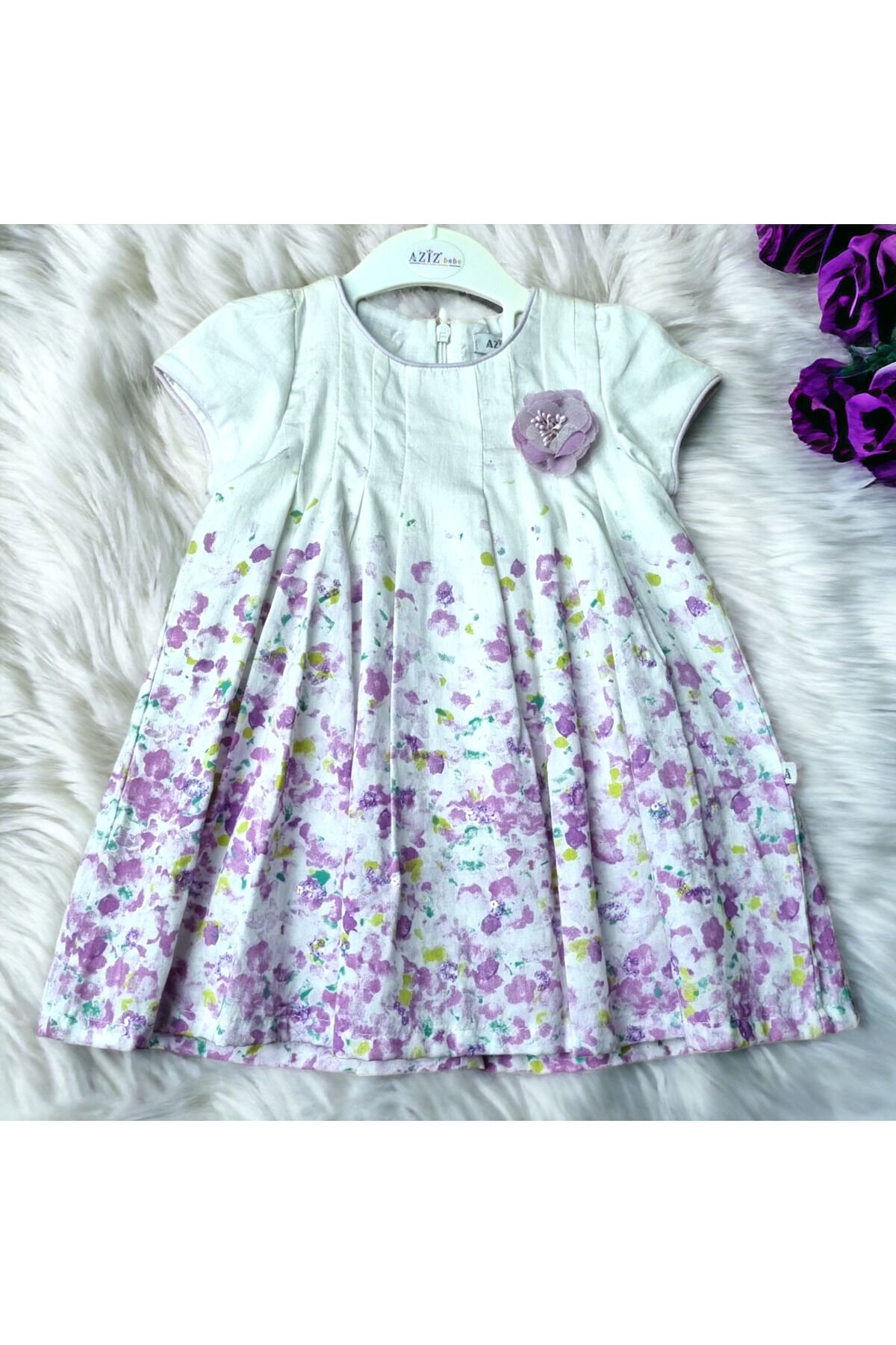 Aziz Bebe Çiçek Desenli Yazlık Elbise