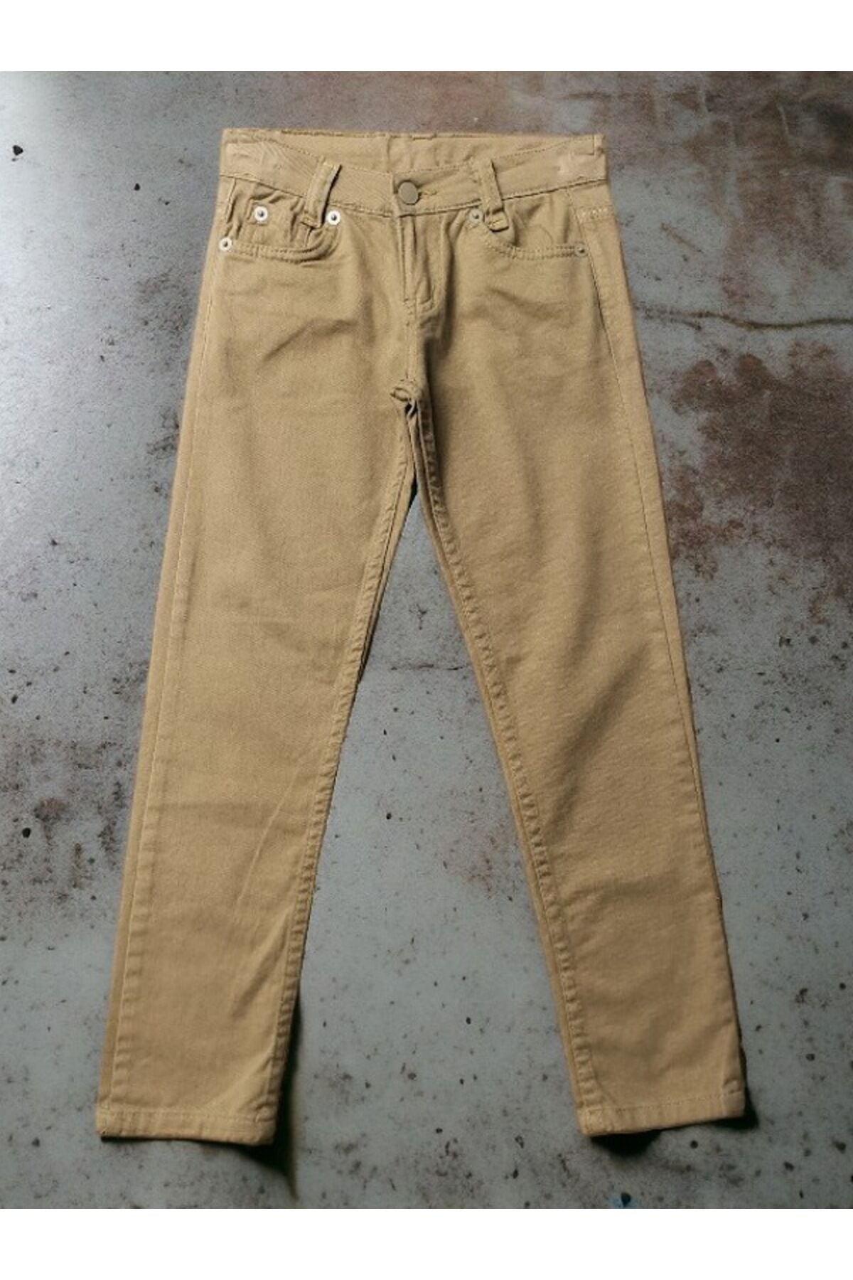 MC Unisex Çocuk Gabardin Pantolon Kahverengi - 7-8 Yaş