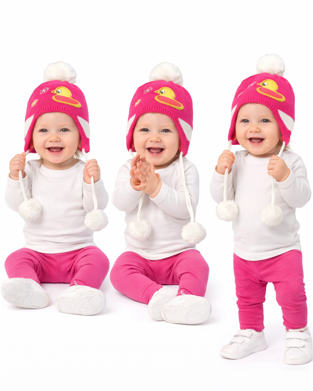 Kadim Sevimli Ördek Nakışlı Kız Bebek Beresi