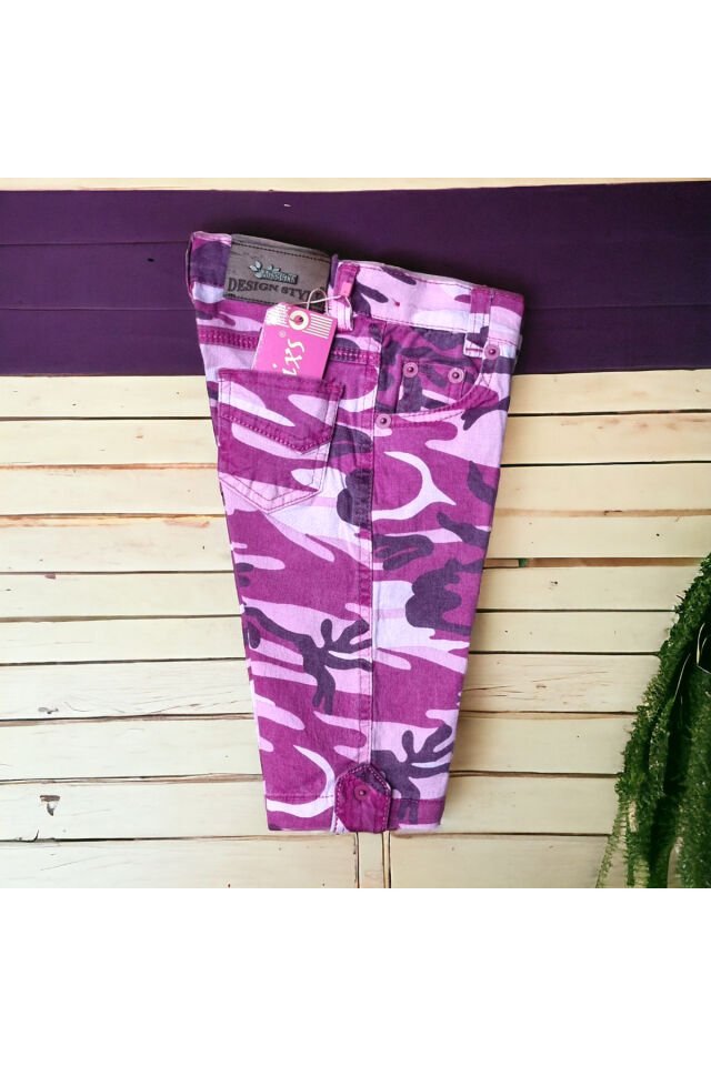 Mix Kamufulaj Desenli Kız Çocuk Yazlık Kapri Şort