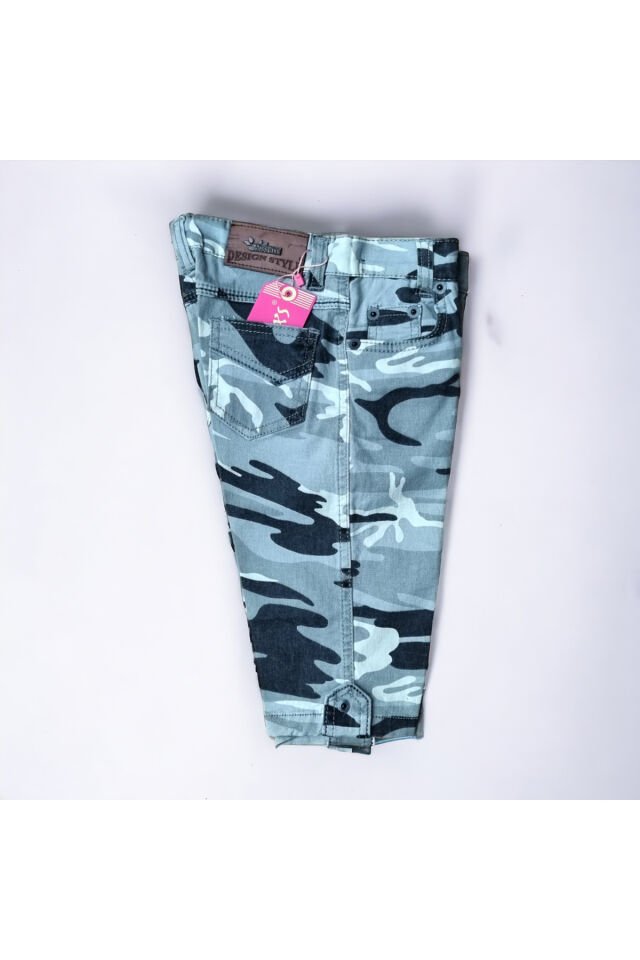 Kamufulaj Desen Unisex Kapri Şort