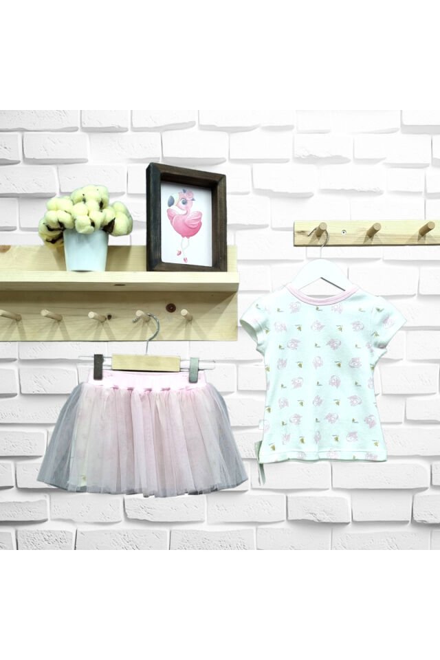 Bebetto Kız Bebek Etekli Yazlık Takım Pembe - 9 - 12 Ay