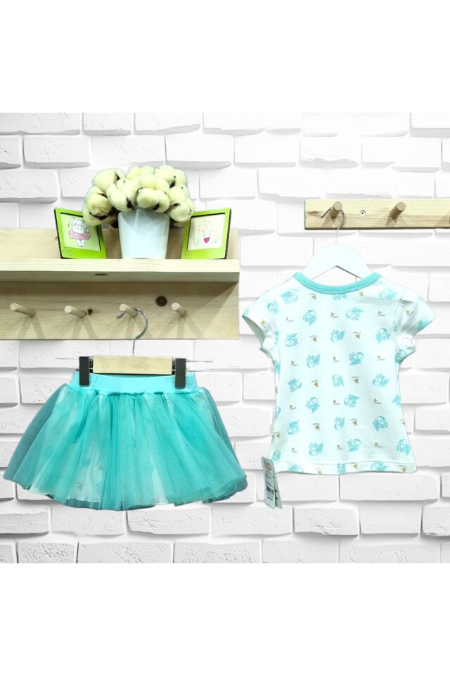 Bebetto Kız Bebek Etekli Yazlık Takım Mint - 9 - 12 Ay