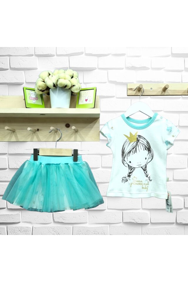 Bebetto Kız Bebek Etekli Yazlık Takım Mint - 9 - 12 Ay