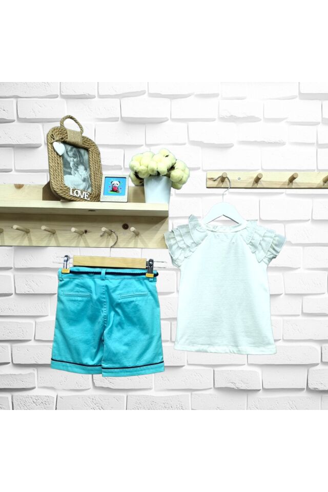 Hmms Kız Çocuk Keten Şortlu Yazlık Takım