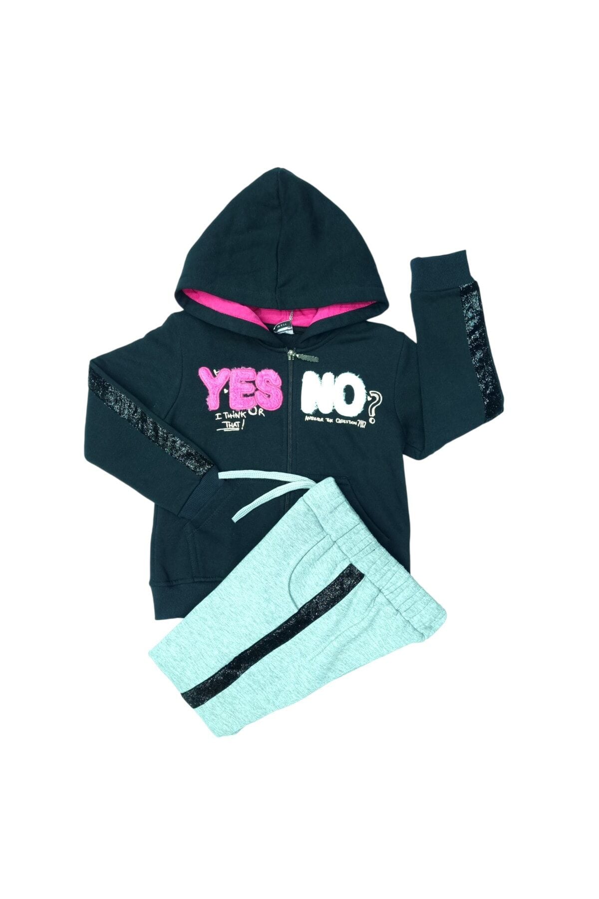 Pelops Kız Çocuk Spor Eşofman Takım Siyah - 6-7 Yaş