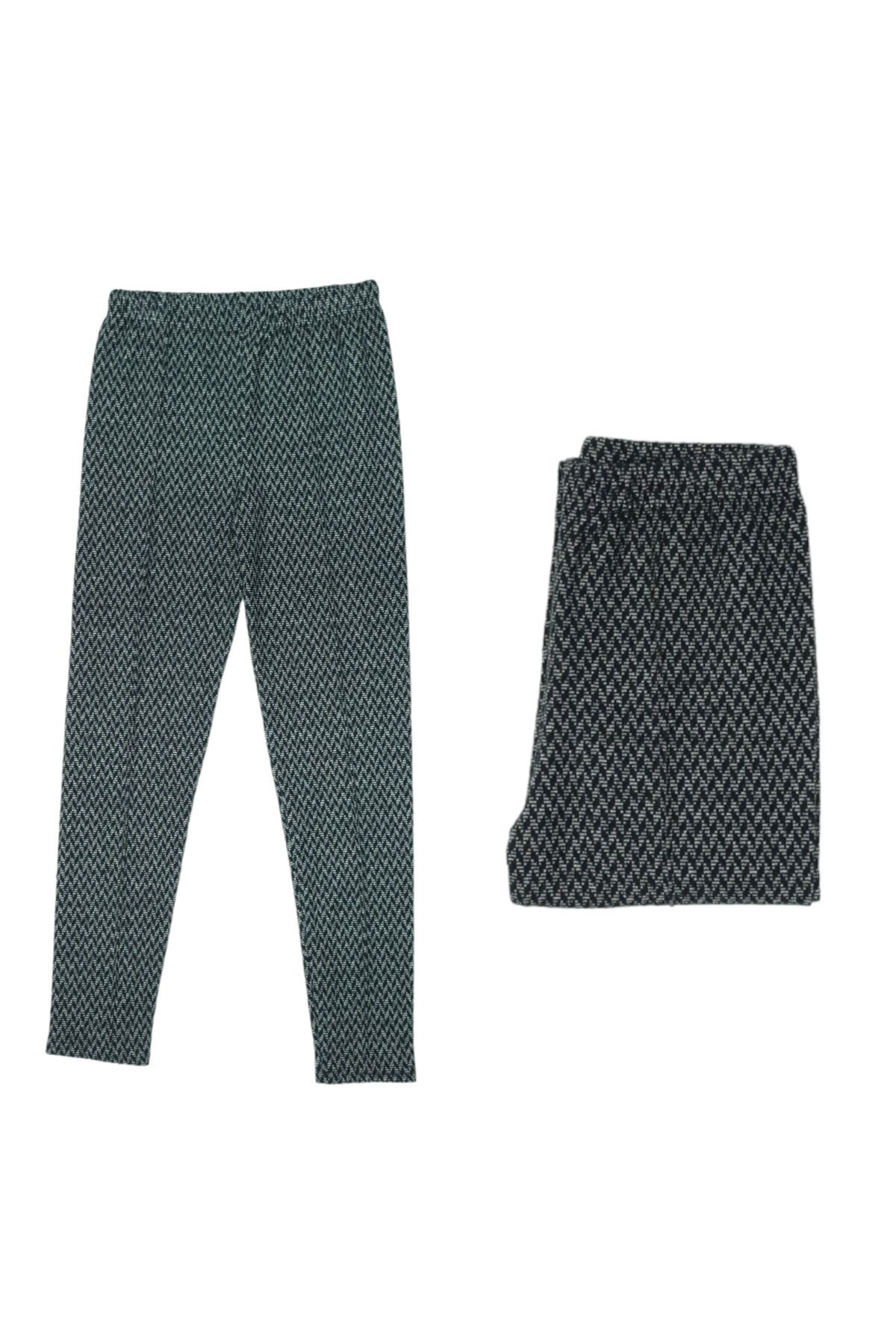 HC Zikzak Desenli Genç Kız Kışlık Tayt