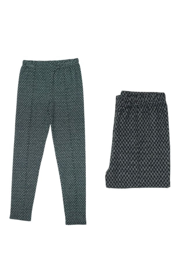 HC Zikzak Desenli Genç Kız Kışlık Tayt