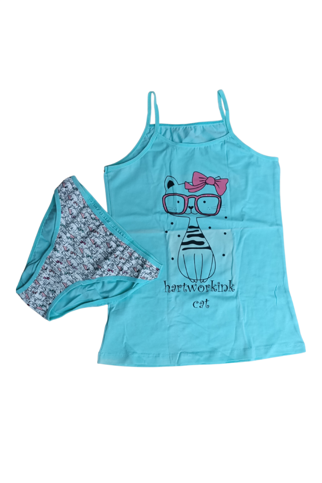 Domi Kız Çocuk İp Askılı Badi ve Külot Set