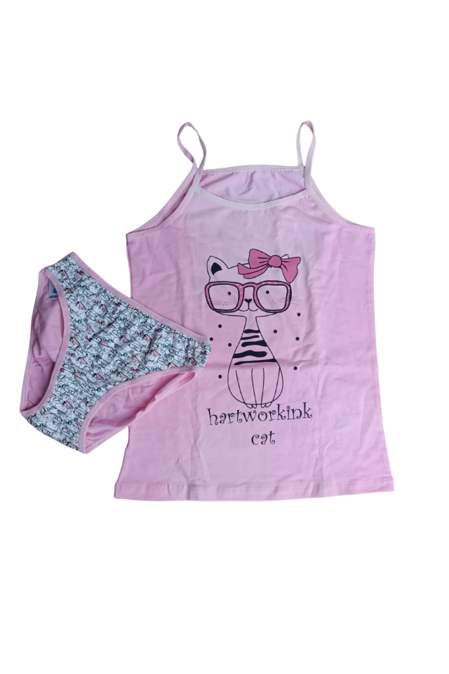 Domi Kız Çocuk İp Askılı Badi ve Külot Set