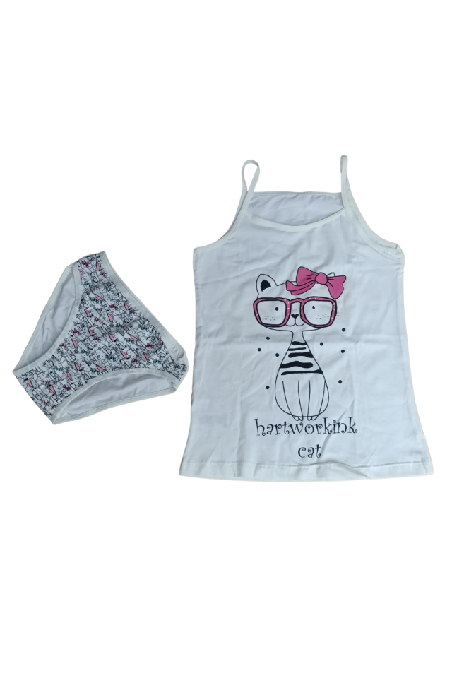 Domi Kız Çocuk İp Askılı Badi ve Külot Set