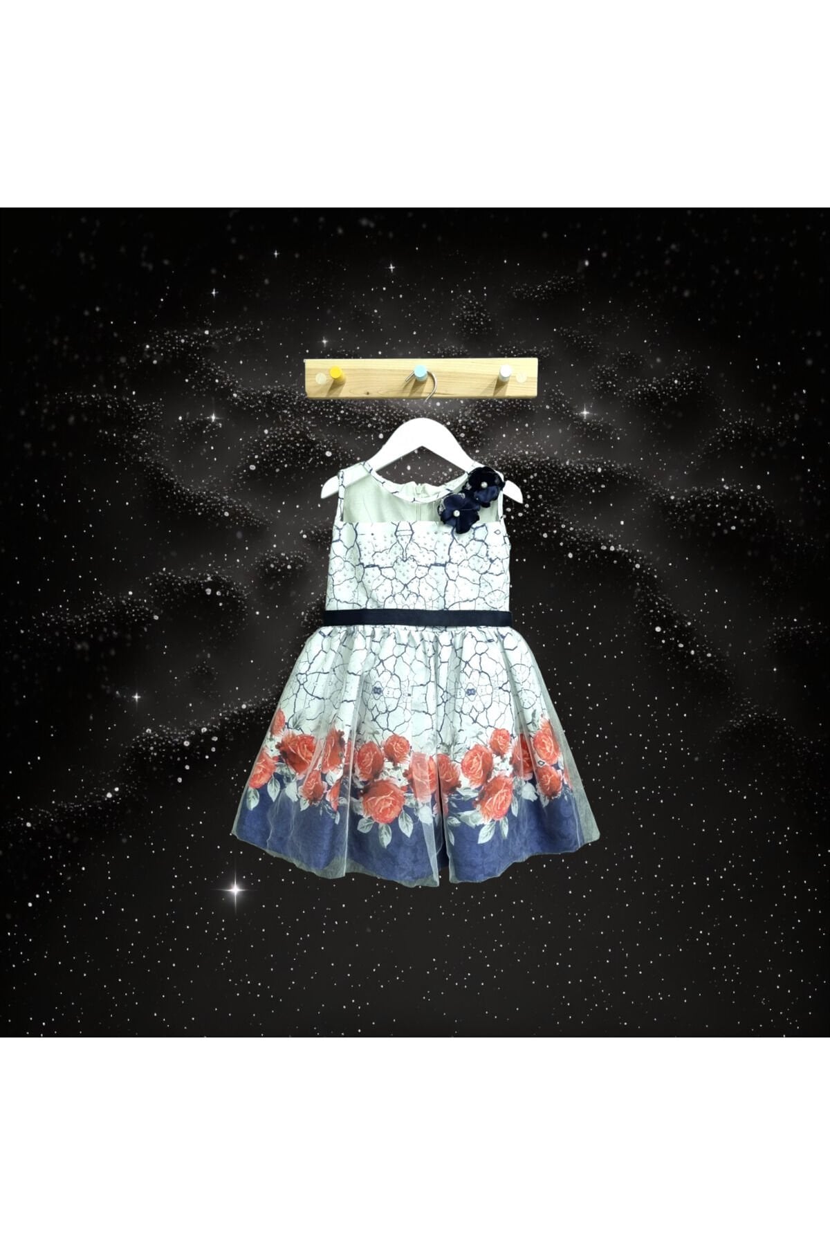 Baby Rose Kız Bebek Yazlık Abiye Elbise Lacivert - 3 Yaş