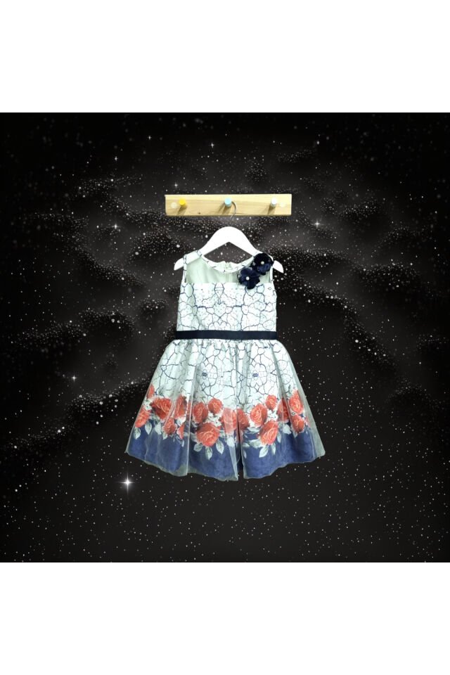 Baby Rose Kız Bebek Yazlık Abiye Elbise Lacivert - 3 Yaş