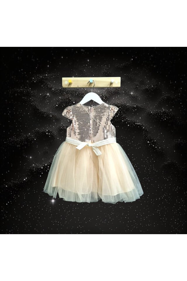 Baby Rose Kız Bebek Gold Silver Yazlık Abiye Elbise Altın - 3 Yaş