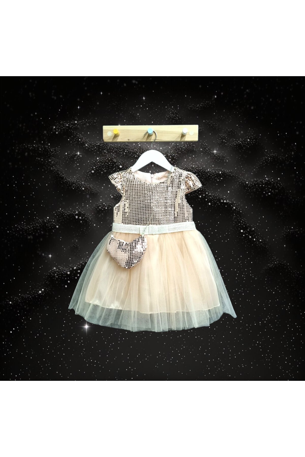 Baby Rose Kız Bebek Gold Silver Yazlık Abiye Elbise Altın - 3 Yaş