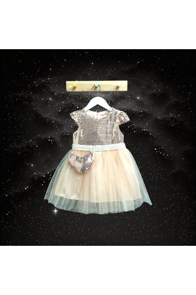 Baby Rose Kız Bebek Gold Silver Yazlık Abiye Elbise Altın - 3 Yaş