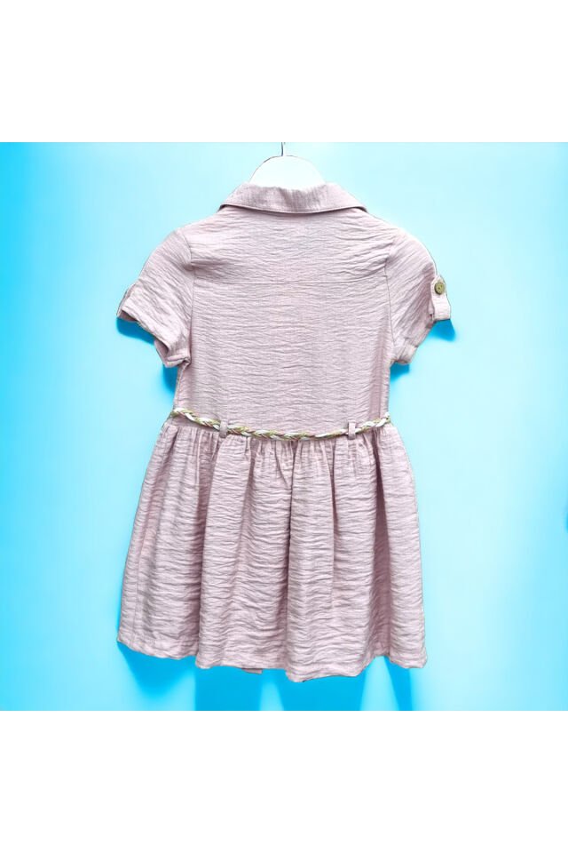 Wizzy Kız Bebek Yazlık Keten Elbise Pembe - 5 Yaş