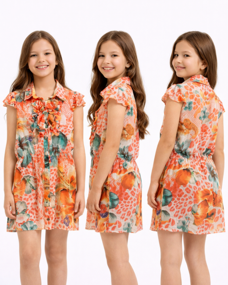 Hmms Kız Çocuk Renkli Şifon Gömlek