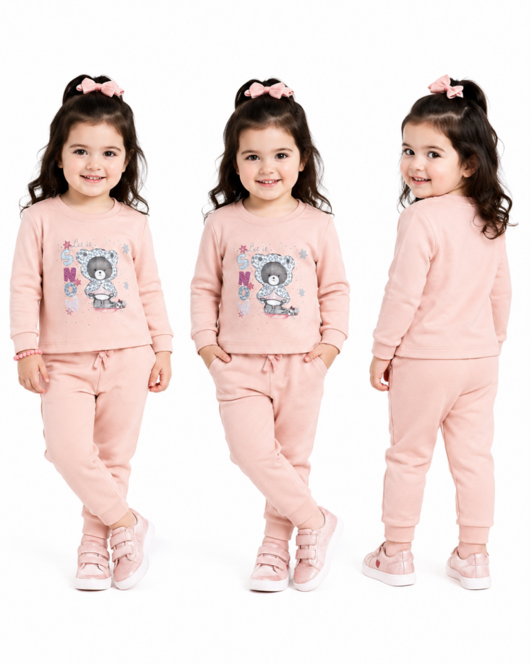Pelops Kız Bebek Sevimli Ayıcık Baskılı Sweat