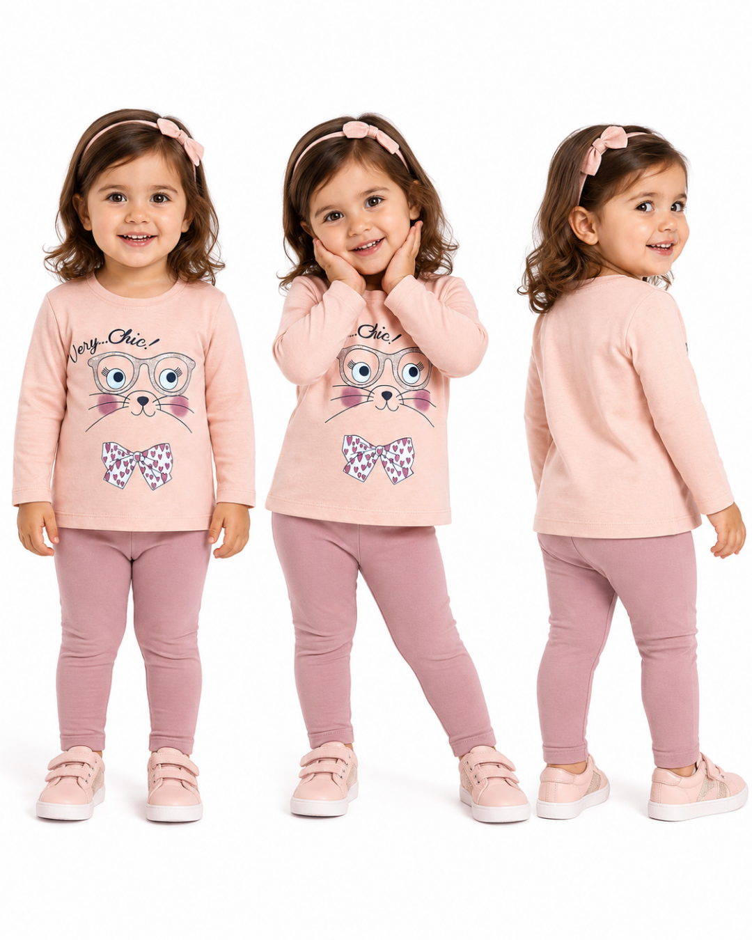 Pelops Kız Bebek Sevimli Kedicik Baskılı Sweat