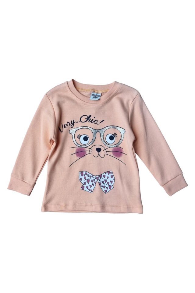 Pelops Kız Bebek Sevimli Kedicik Baskılı Sweat