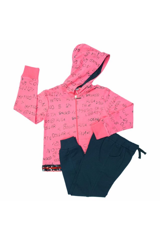 Pelops Kız Çocuk Spor Eşofman Takım Pembe - 8-9 Yaş