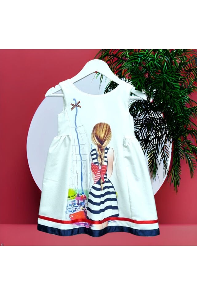 Wizzy Kız Bebek Yazlık Elbise Krem - 5 Yaş