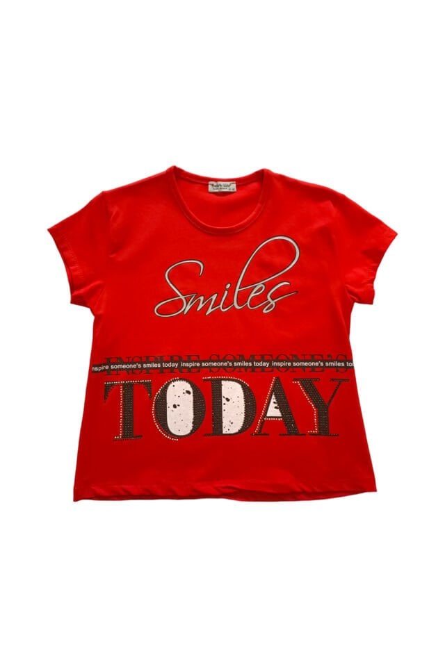 Genç Kız Fosforlu Smile T-shirt