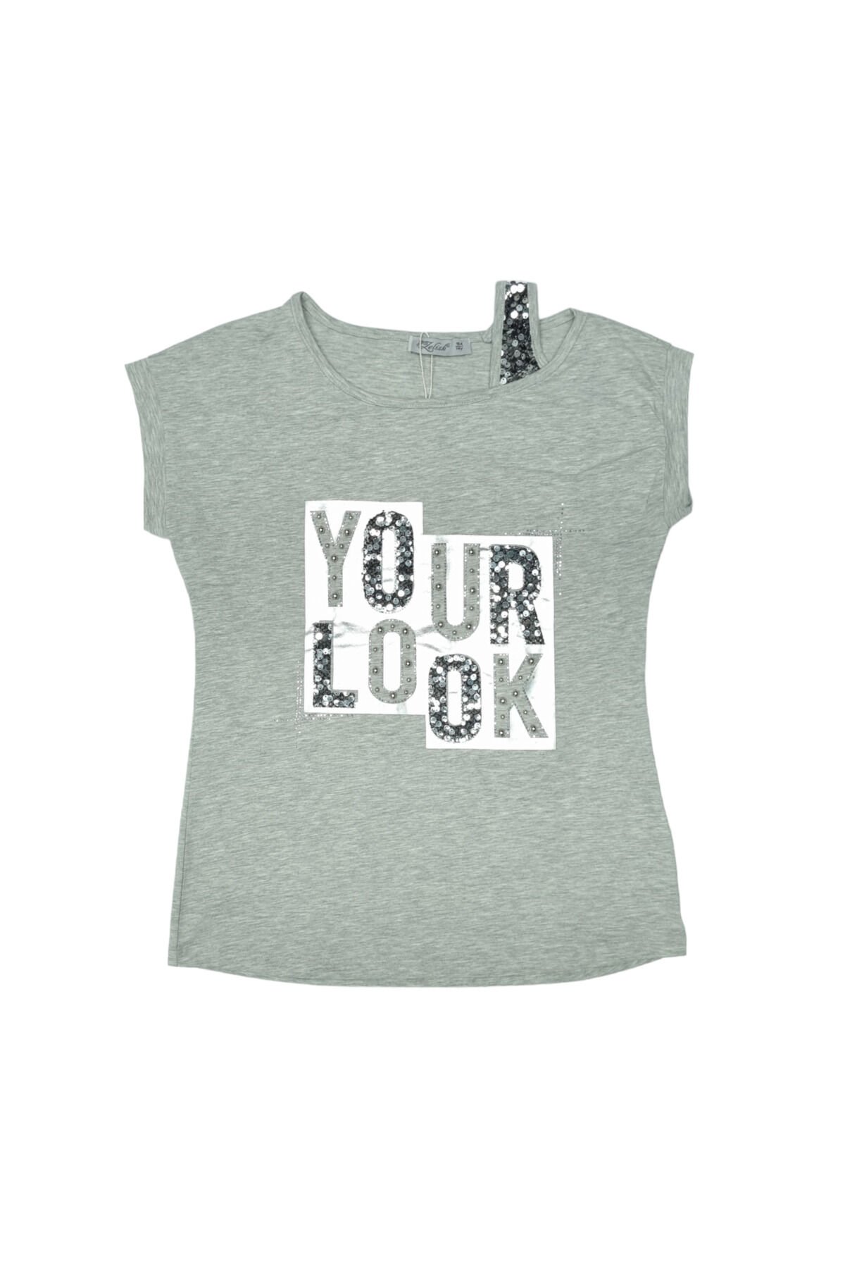 Zelish Genç Kız Pul Payet Yakalı Yazlık T-shirt