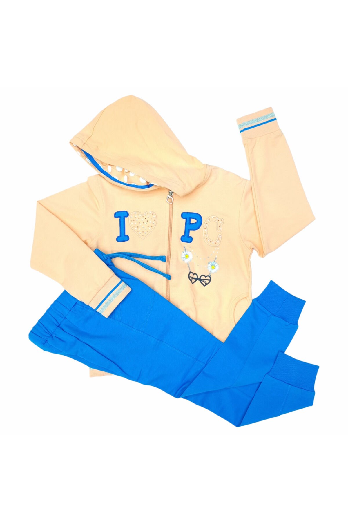 Pelops Kız Çocuk Spor Eşofman Takım Krem - 8-9 Yaş