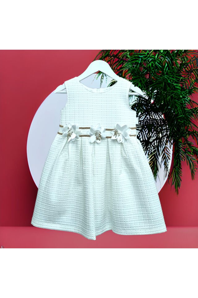 Wizzy Kız Bebek Yazlık Elbise Beyaz - 4 Yaş