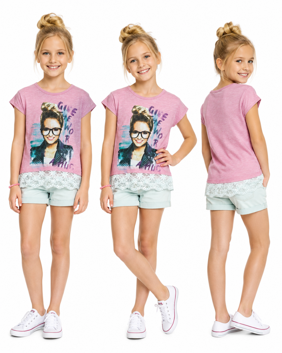 NJW Kız Çocuk Baskılı Yazlık T-shirt