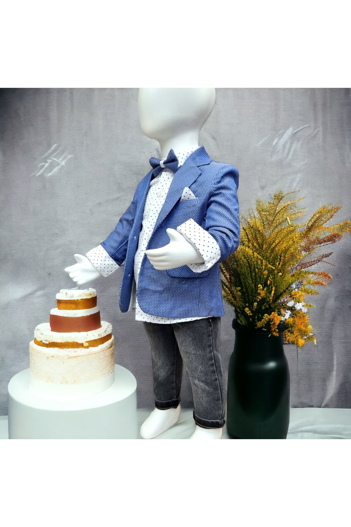Concept Erkek Bebek Ceketli Üçlü Takım Mavi - 9 - 12 Ay