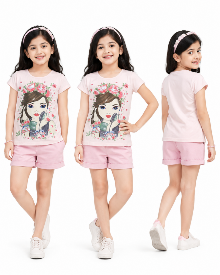 Breeze Çiçekli Kız Çocuk Baskılı Yazlık T-shirt