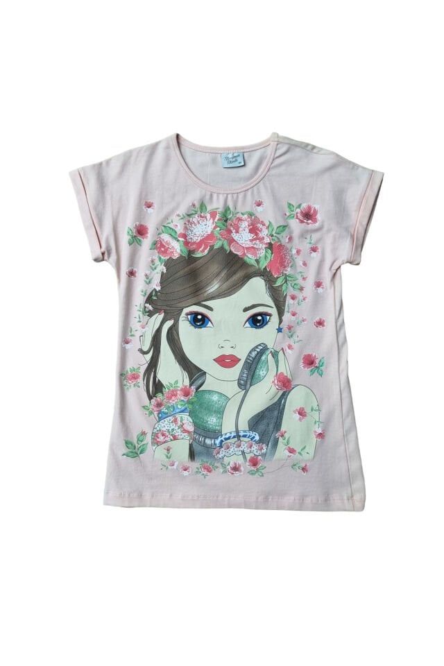 Breeze Çiçekli Kız Çocuk Baskılı T-shirt